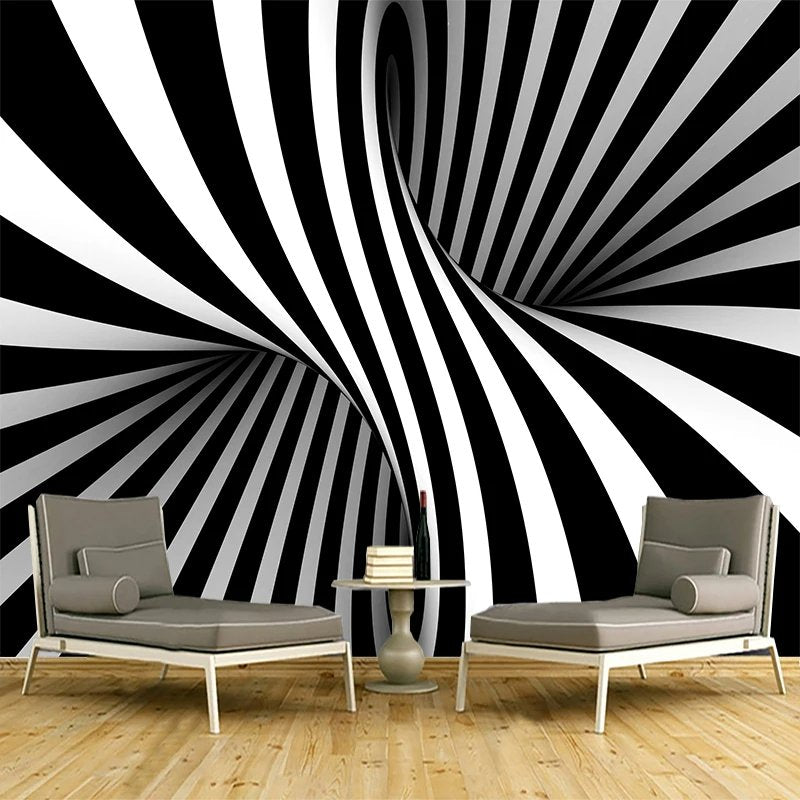 Papier Peint Abstrait Noir Et Blanc — intissé mat premium