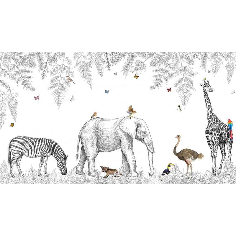 Papier Peint Savane Noir Et Blanc — autocollant
