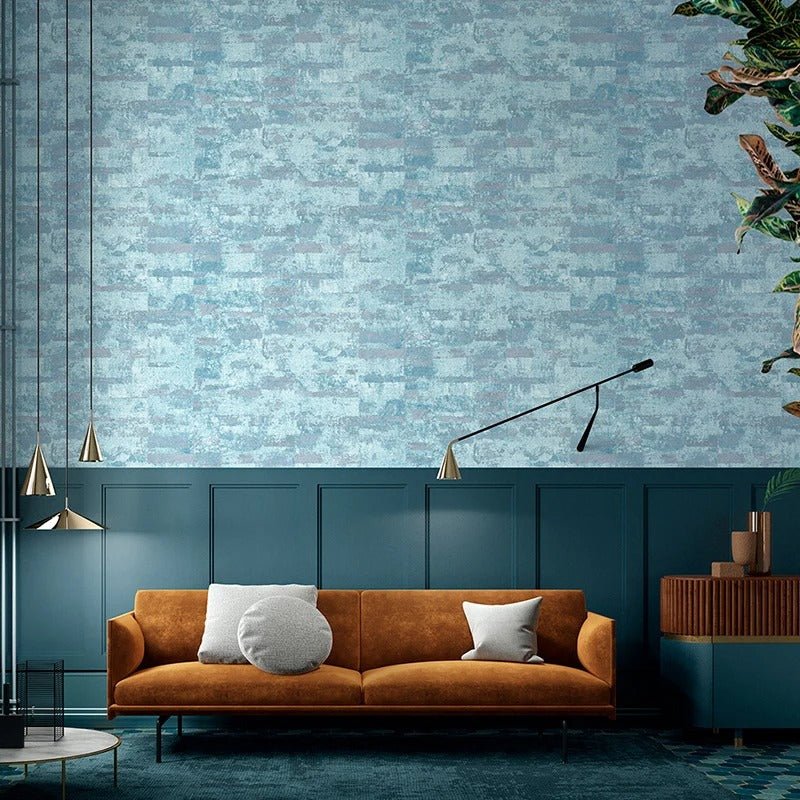 Papier peint bleu industriel — intissé mat premium