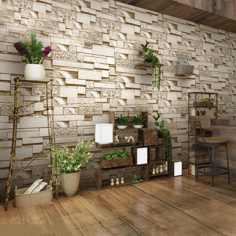 Papier peint brique beige — autocollant