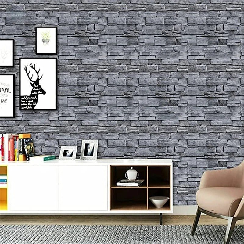 Papier peint brique blanche vieillie — autocollant