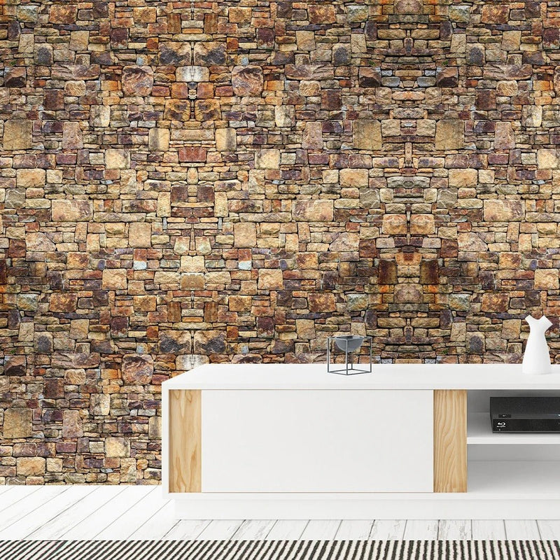 Papier peint brique marron — intissé mat premium