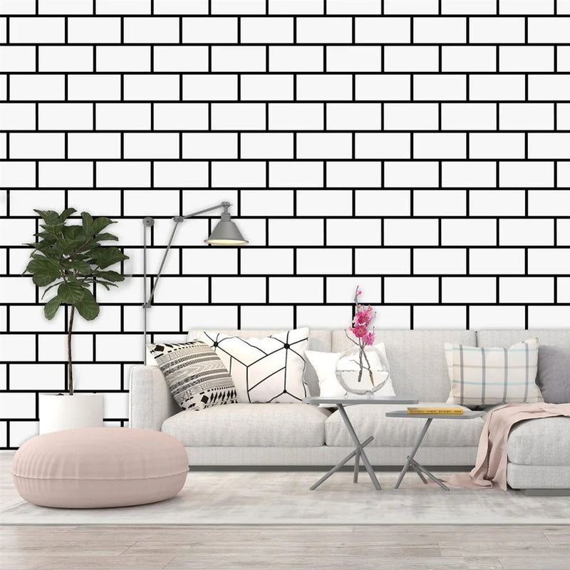 Papier peint brique noir et blanc — intissé mat premium