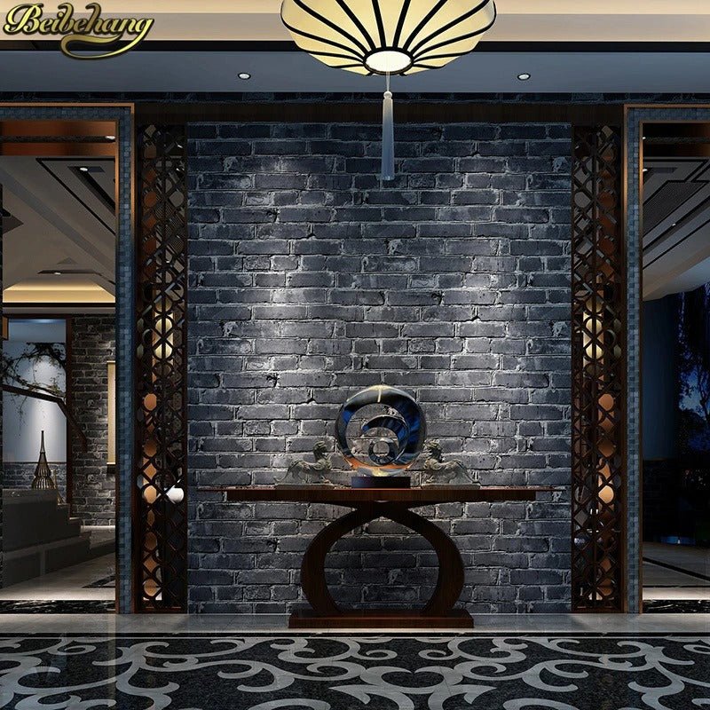 Papier peint brique noir salon — autocollant