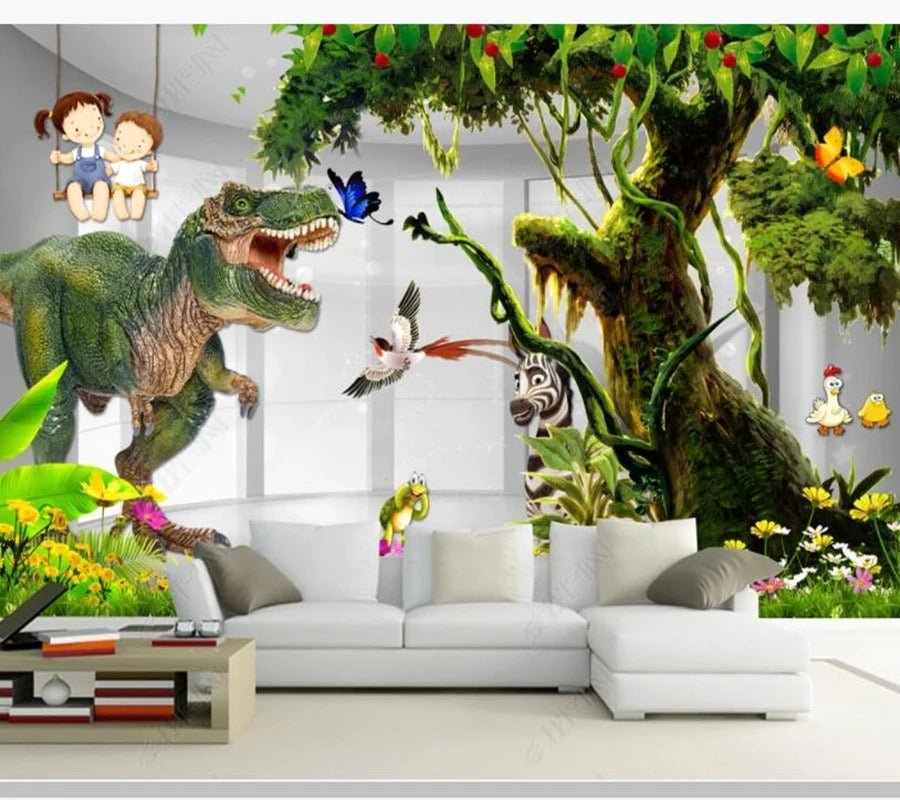 Papier Peint Carte Du Monde Dinosaure - Papierpeint-panoramique.fr