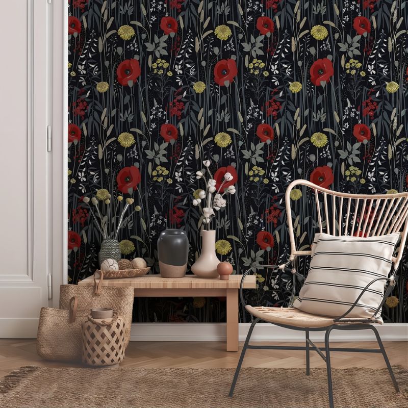 Papier peint coquelicot — intissé mat premium