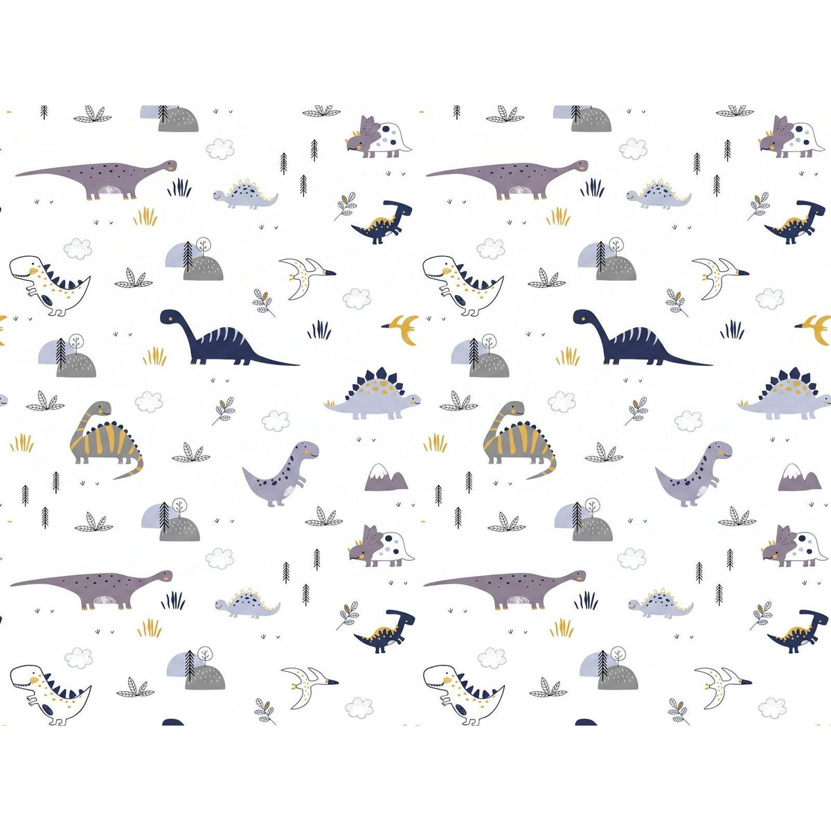 Papier Peint Dinosaure Fond Blanc - motif