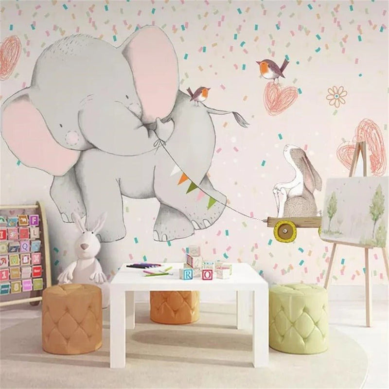 Papier peint elephant bebe — intissé mat premium
