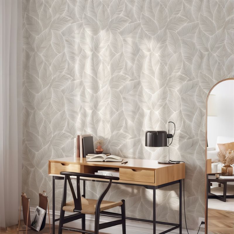 Papier peint feuillage beige - Papierpeint - panoramique.fr