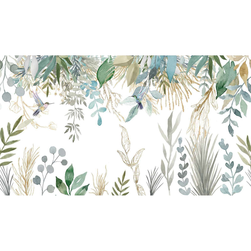 Papier peint feuillage et oiseaux — autocollant