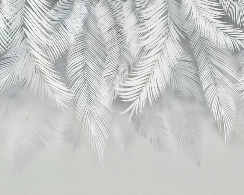 Papier peint feuillage gris — autocollant