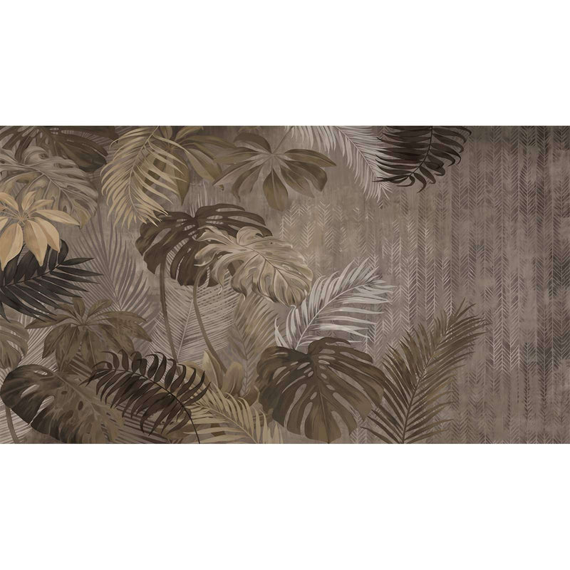 Papier peint feuillage marron — autocollant