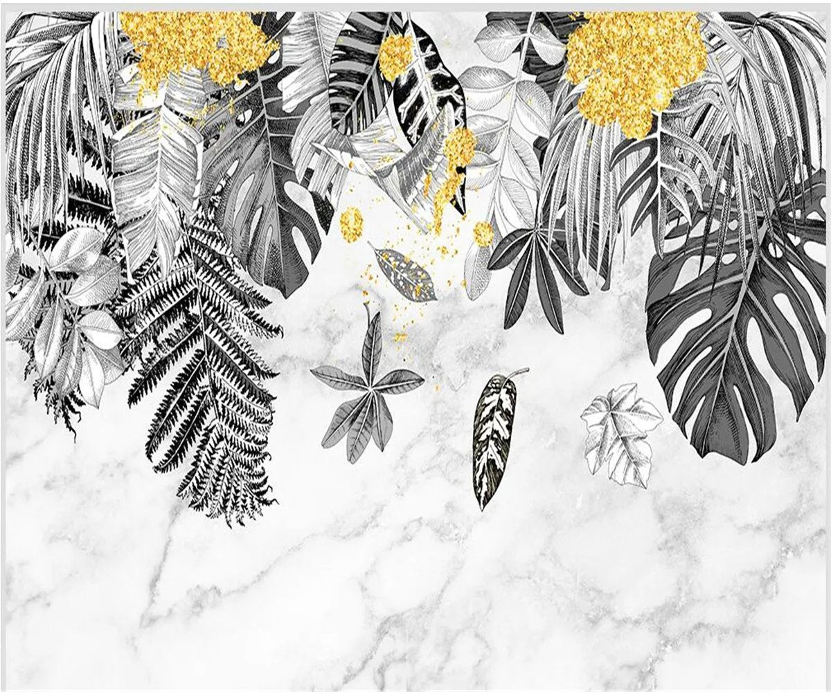 Papier Peint Feuillage Noir Et Blanc – Papierpeint-panoramique.fr