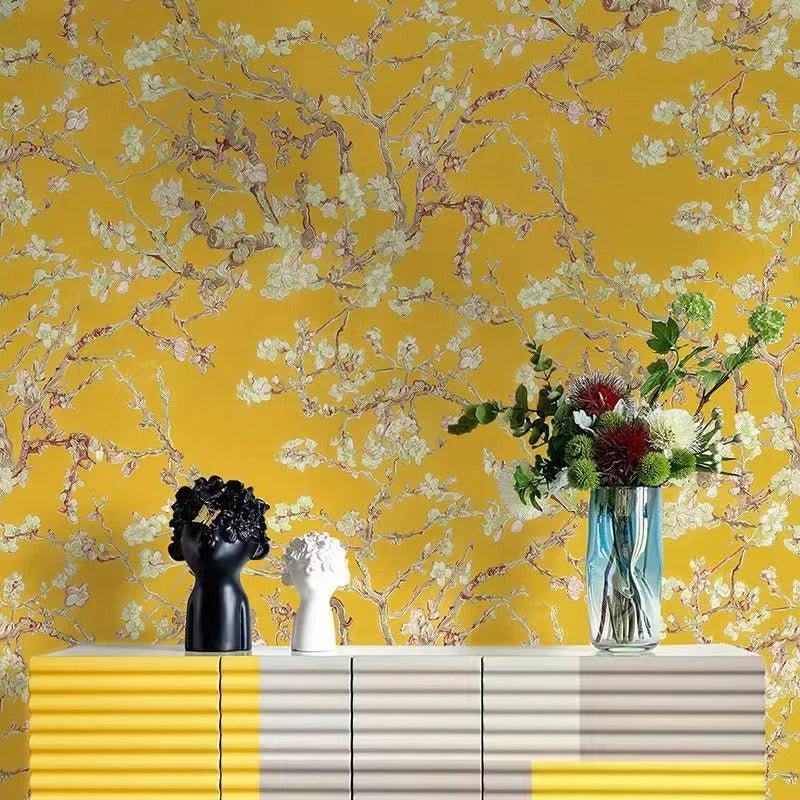 Papier peint fleur jaune — autocollant