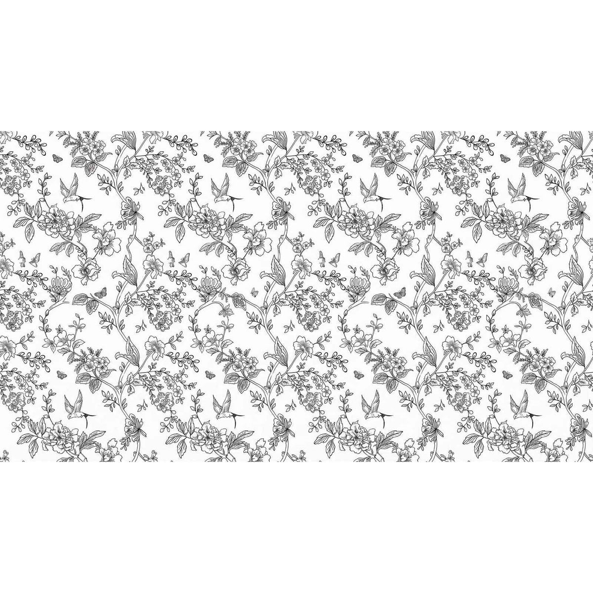 Papier peint fleur noir et blanc - motif