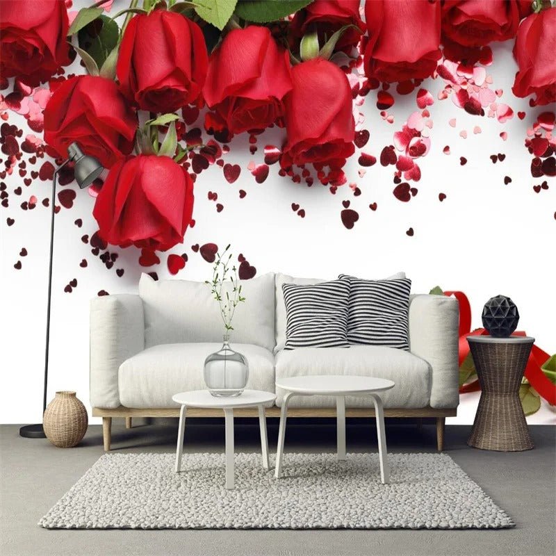 Papier peint fleur rouge — intissé mat premium