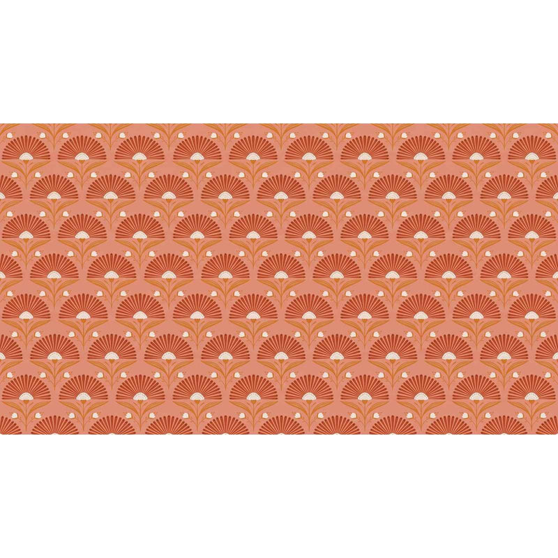 Papier peint fleuri terracotta — autocollant