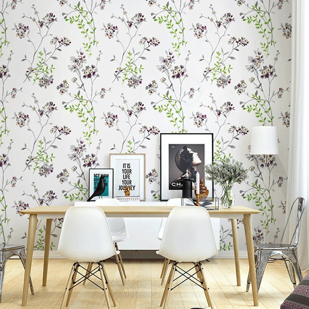 Papier peint fleuri vert d'eau - Papierpeint-panoramique.fr