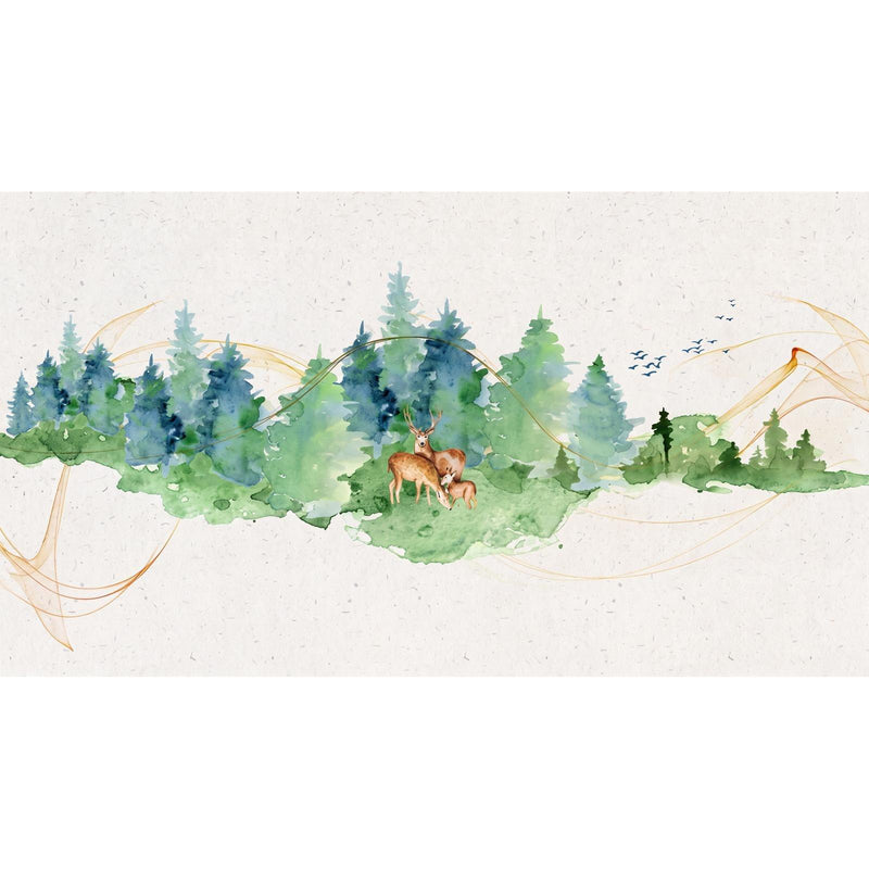 Papier Peint Foret Aquarelle — autocollant
