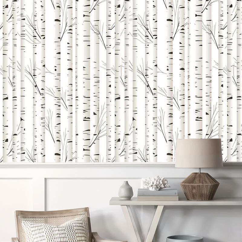 Papier Peint Foret De Bouleau — autocollant