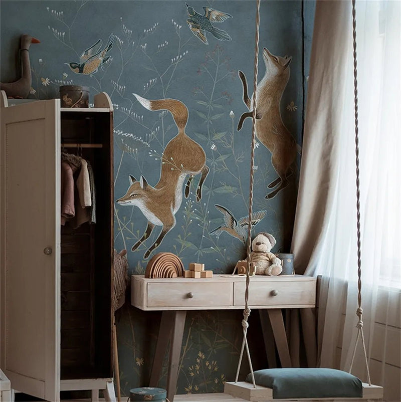 Papier Peint Foret Renard — autocollant