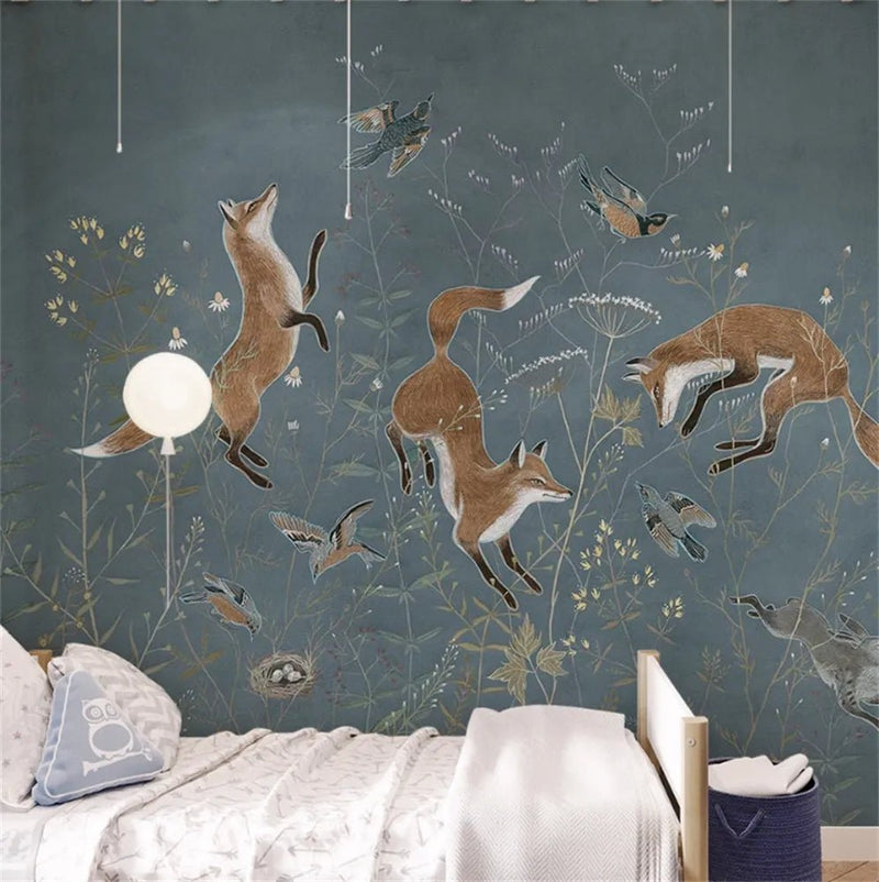 Papier Peint Foret Renard — intissé mat premium