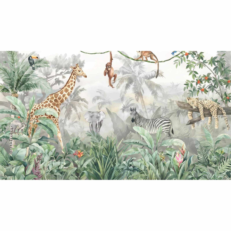 Papier peint jungle animaux — autocollant