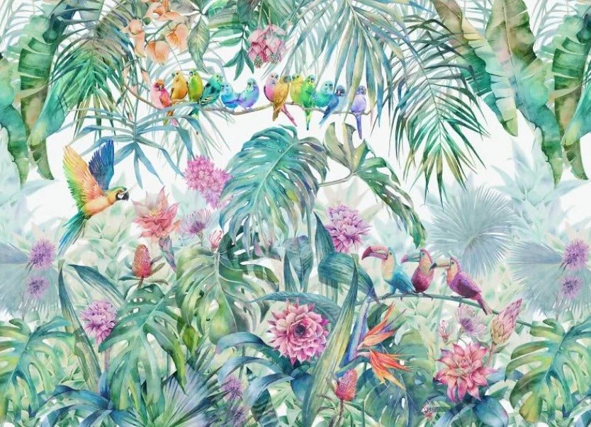 Papier peint jungle avec oiseaux - Papierpeint-panoramique.fr