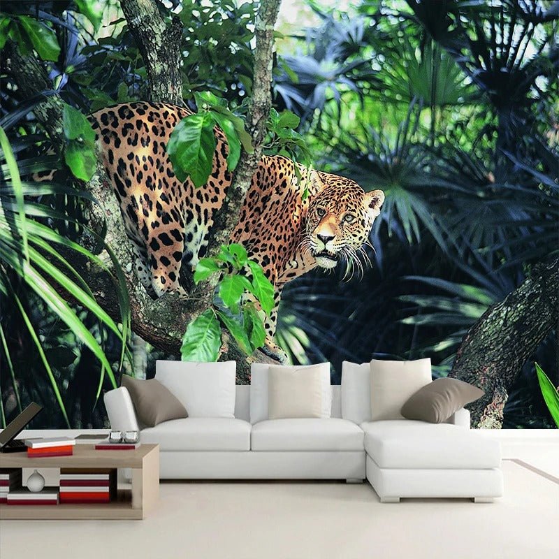 Papier peint jungle léopard — intissé mat premium