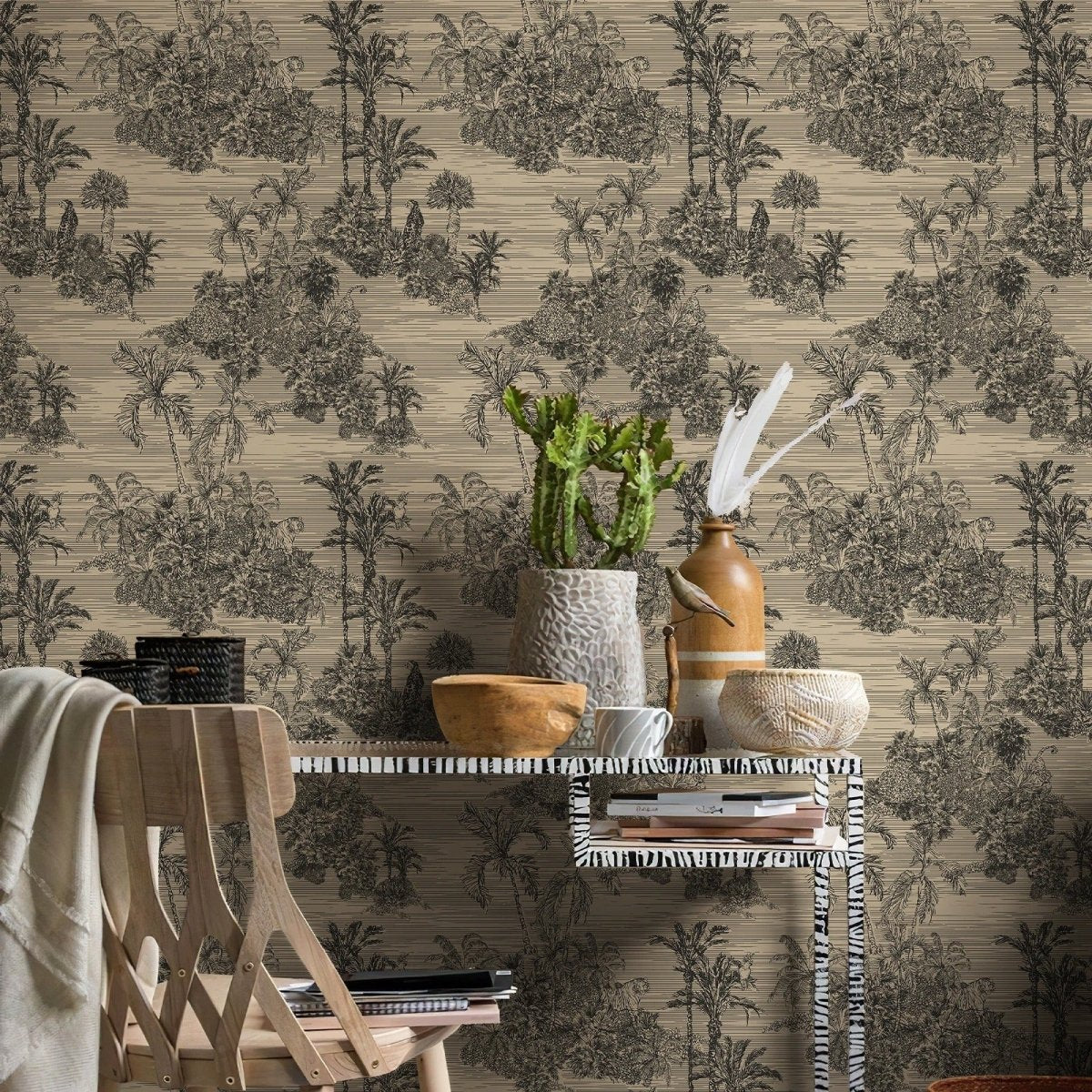 Papier peint jungle marron - motif