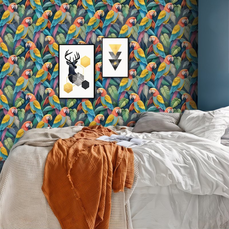 Papier peint jungle perroquet — autocollant