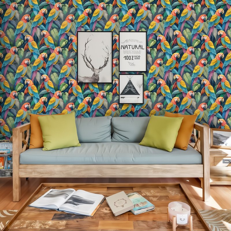 Papier peint jungle perroquet - motif