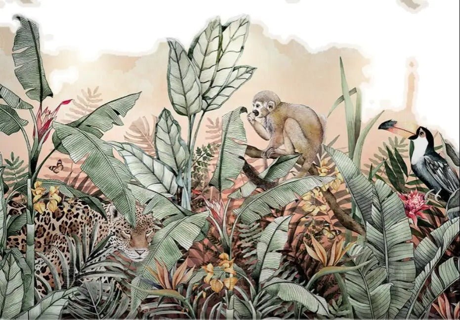Papier peint jungle singe - motif