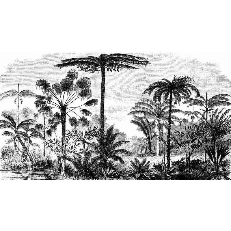 Papier peint jungle tete de lit — autocollant