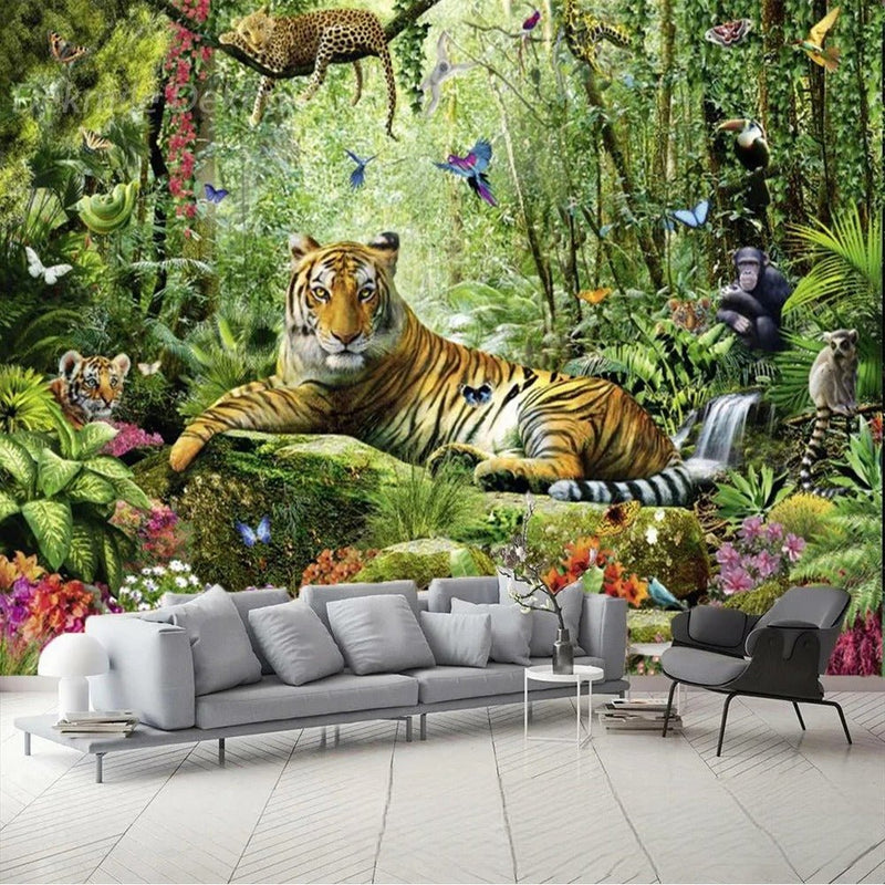 Papier peint jungle tigre — autocollant