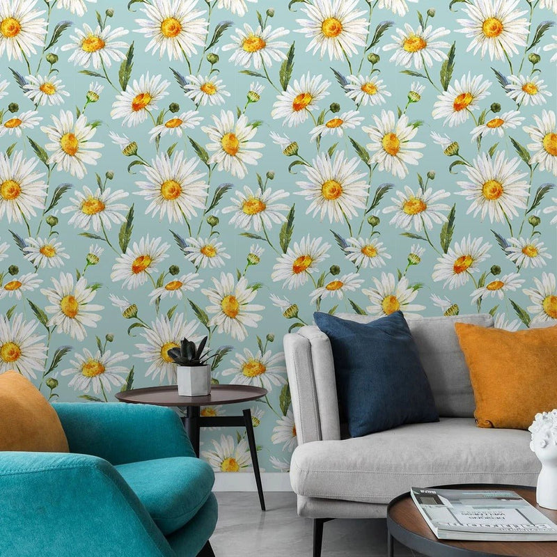 Papier peint marguerite — intissé mat premium