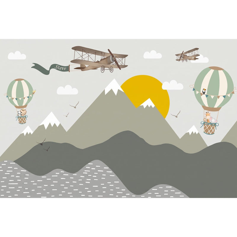 Papier peint montgolfière bébé — autocollant