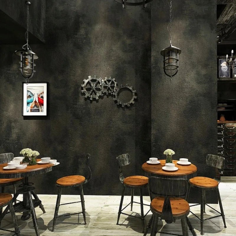 Papier peint noir industriel — intissé mat premium