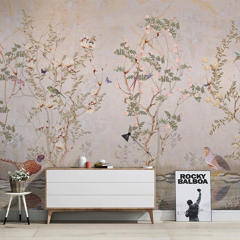 Papier peint oiseaux et fleurs - Papierpeint-panoramique.fr