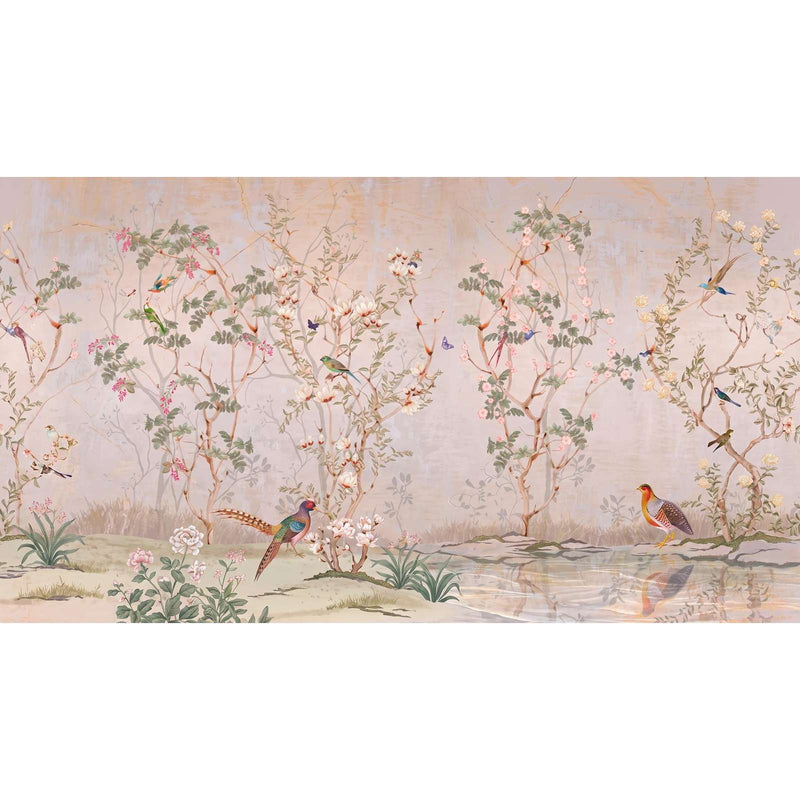 Papier peint oiseaux et fleurs — autocollant