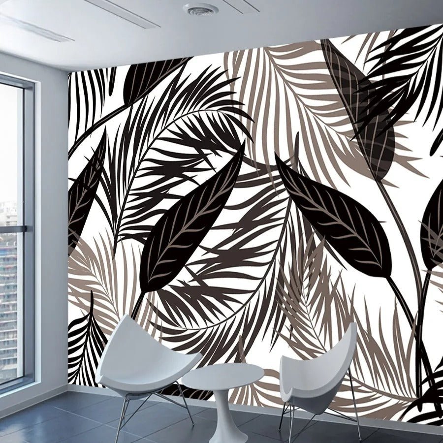 Papier peint palmier noir et blanc - Papierpeint-panoramique.fr