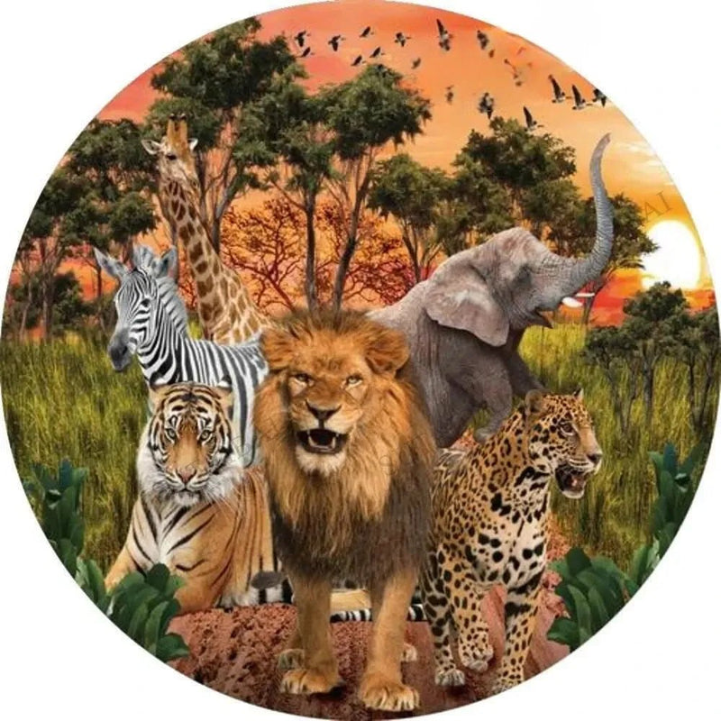 Papier peint rond jungle — intissé mat premium