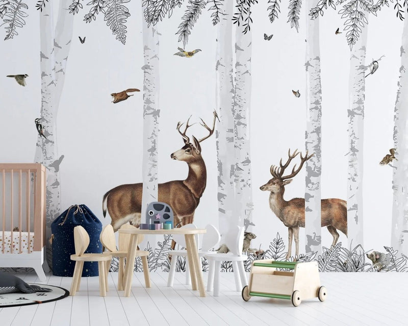 Papier peint savane chambre bebe — intissé mat premium
