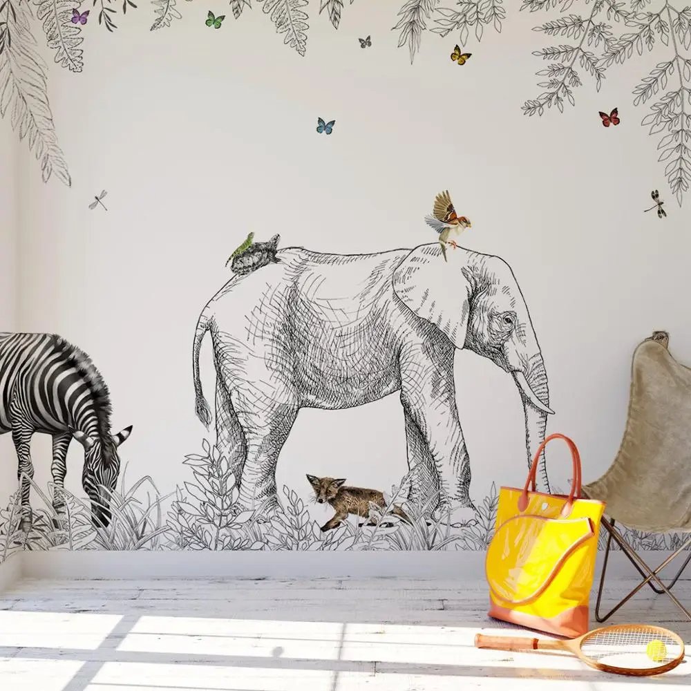 Papier Peint Savane Noir Et Blanc - motif