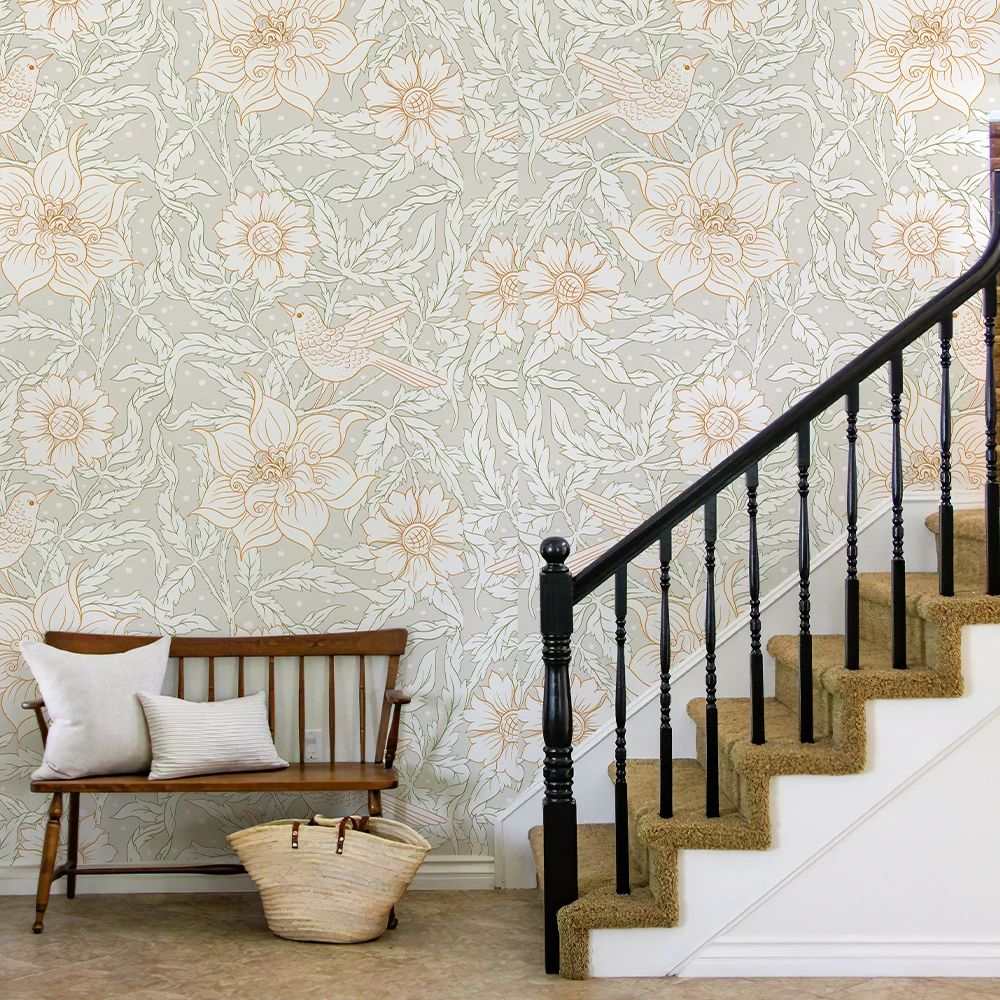 Papier peint tapisserie arabesque florale vintage - Papierpeint - panoramique.fr