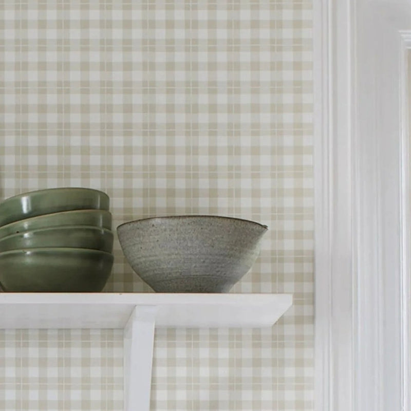 Papier peint tapisserie carreaux vert sauge pour cuisine — autocollant