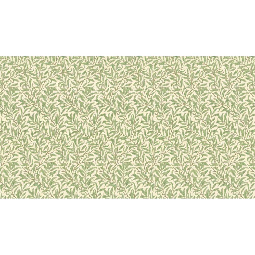 Papier peint tapisserie feuilles vert sauge stylisées - motif