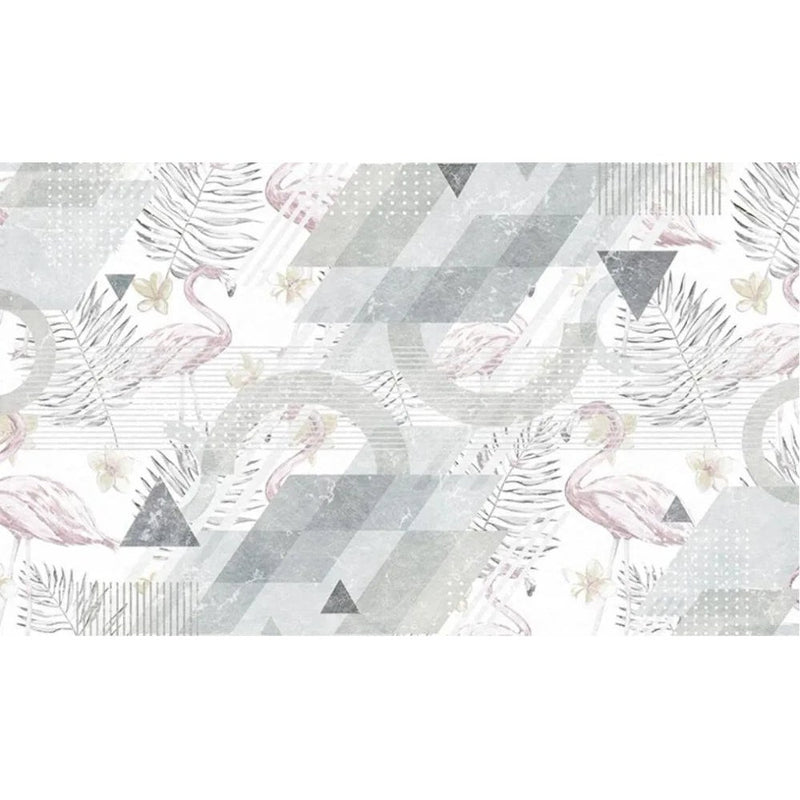 Papier peint tapisserie flamant rose noir et blanc graphique — autocollant