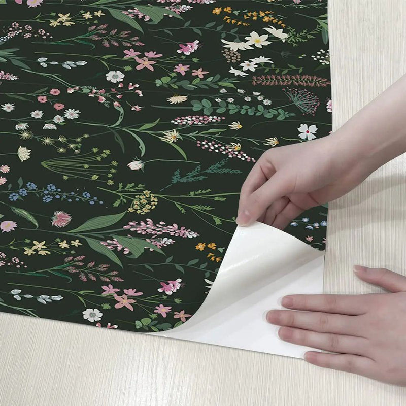 Papier peint tapisserie fleuri vintage chambre fille — autocollant