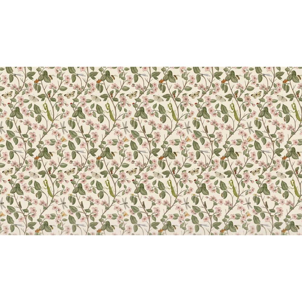 Papier peint tapisserie fleurs style vintage champêtre - motif